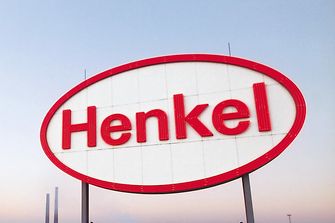 Henkel logo on a rooftop in Duesseldorf. Henkel-logo